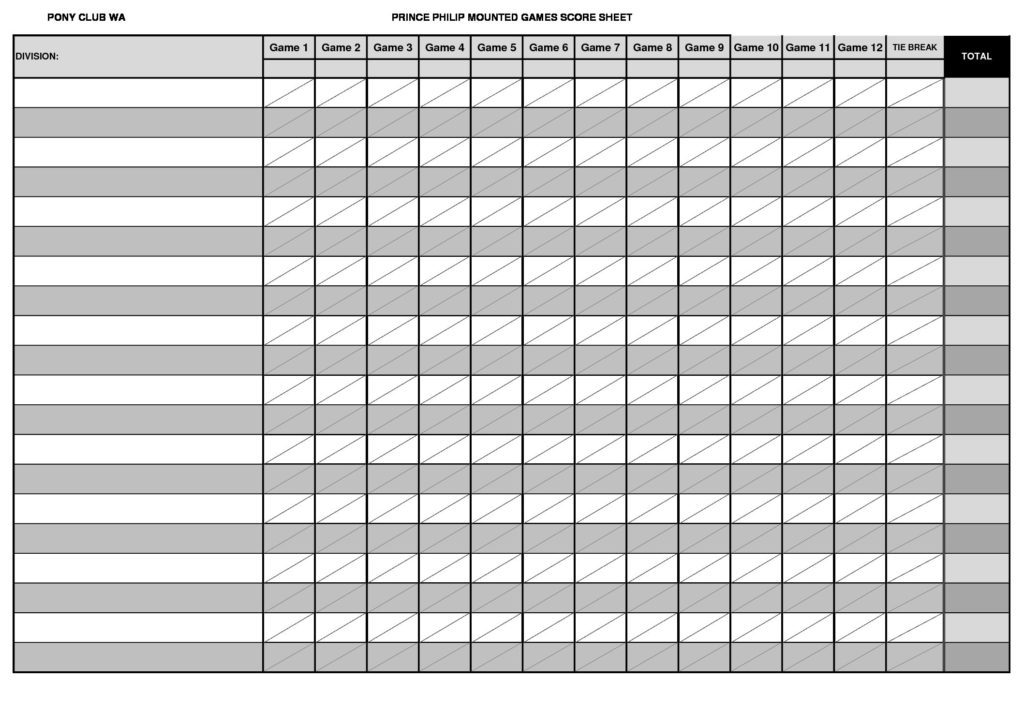 Pony Club WA PPMG Score Sheet Blank | Pony Club Western Australia