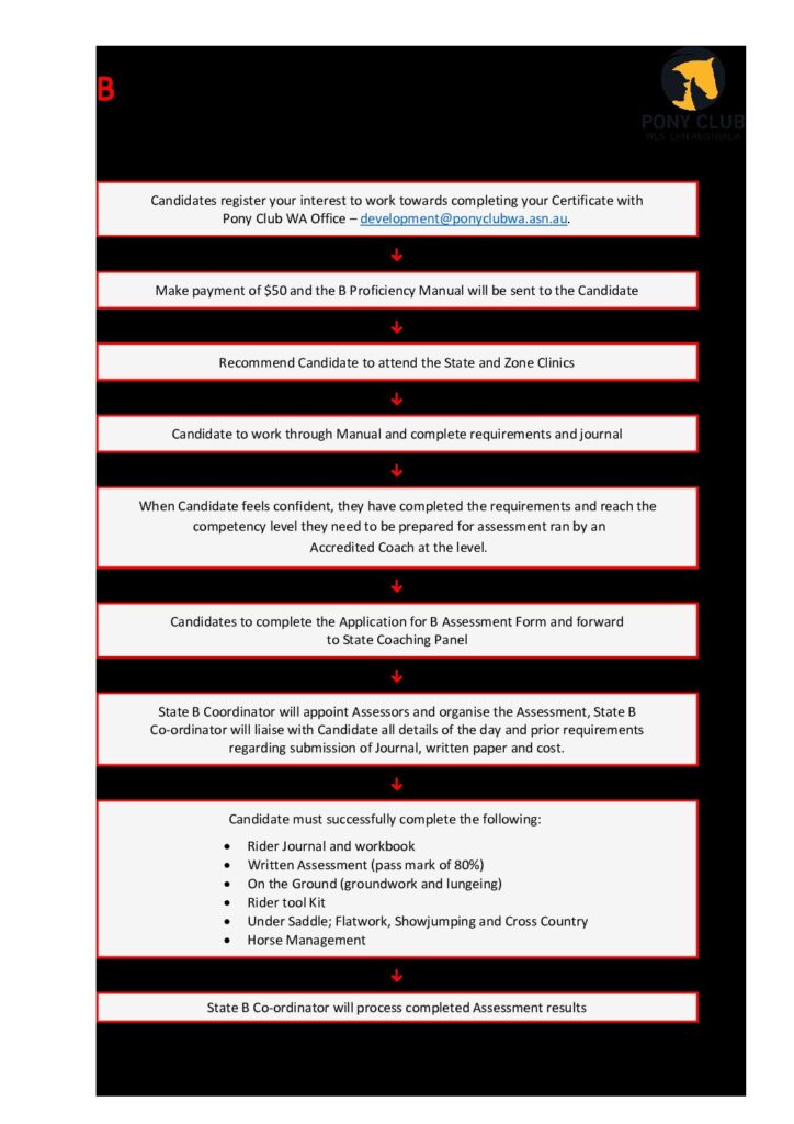 B Proficiency Certificate – Process | Pony Club Western Australia